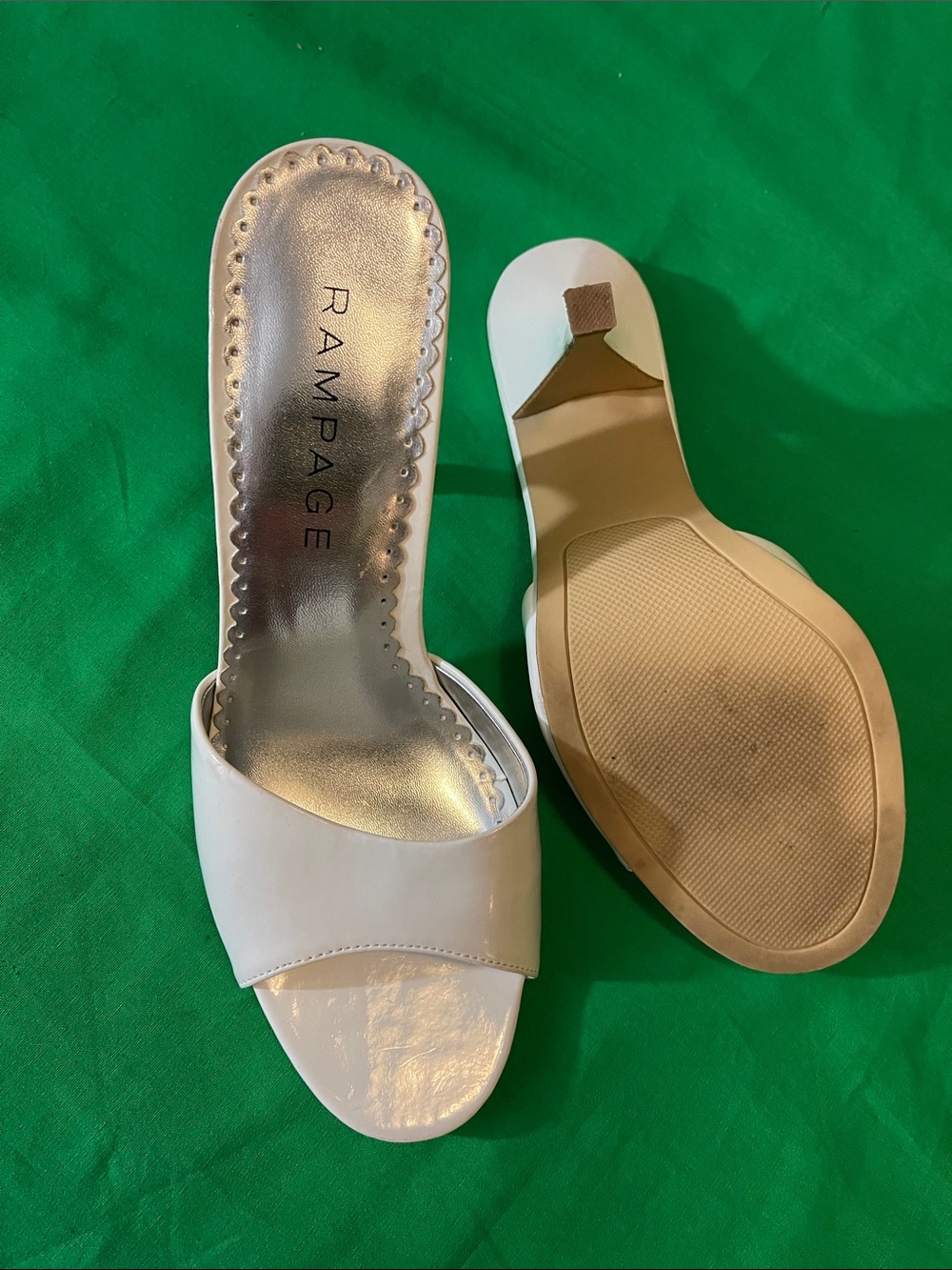 Rampage White Open-Toe Slide Mules